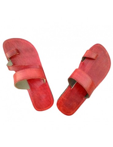 Natur læder sandal rød