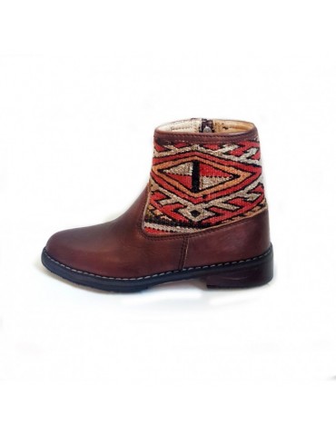 Boot in real leather and kilim