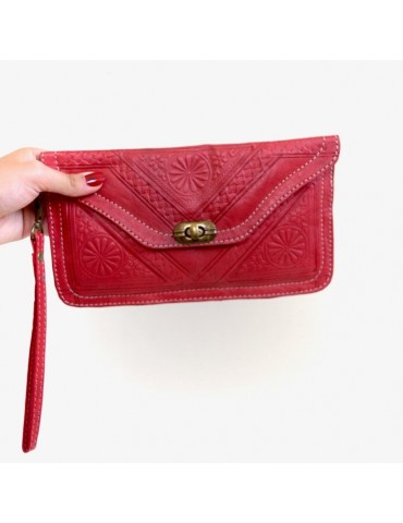 Red genuine leather purse