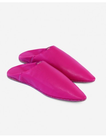 Pantofole a punta da donna in pelle rosa
