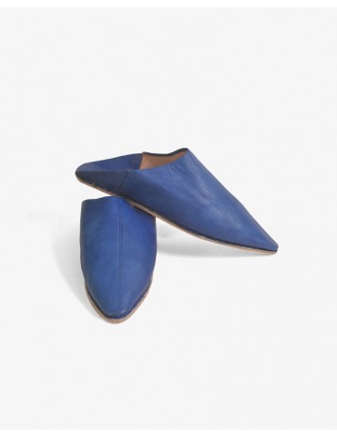 Slipper in real blue leather