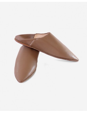 High-end real brown leather slipper