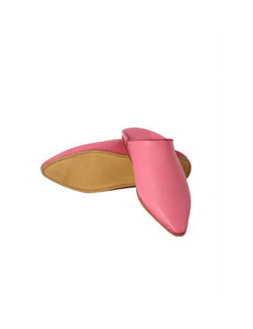 Zapatilla marroquí en piel auténtica rosa para mujer