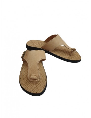 Beige sandal i äkta läder för kvinnor