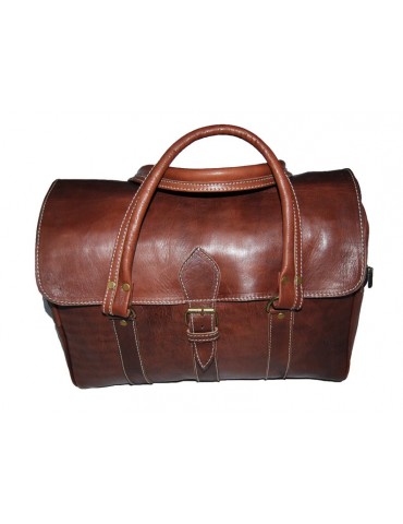 Mörkbrun resväska i äkta läder