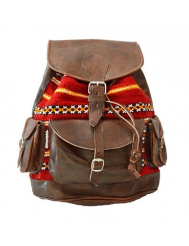 Morocco handicrafts leather and kilim backpack