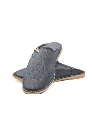Ballerine en cuir naturel Noir