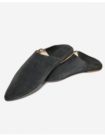 Tøfler i ægte ægte marokkansk sort læder