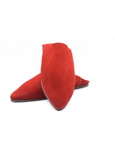 Pantofole marocchine in camoscio rosso fatte a mano