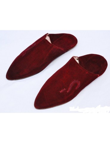 Handmade Moroccan red suede slippers