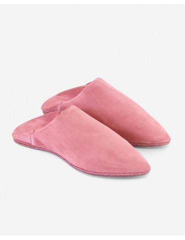 Pink suede slipper in original handmade leather