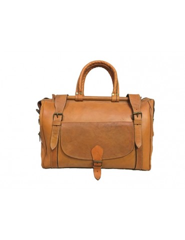 Dark brown real leather travel bag