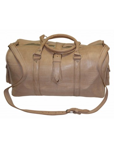 Beige natural leather travel bag
