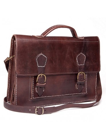 Handcrafted natural leather satchel
