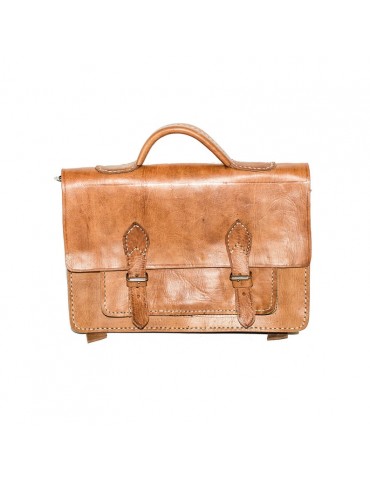 Handcrafted natural leather satchel