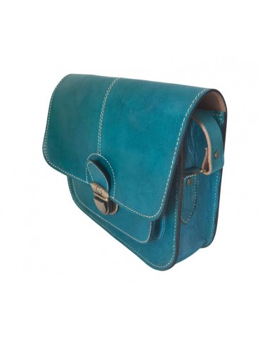 Handgefertigte blaue Tasche aus echtem Leder