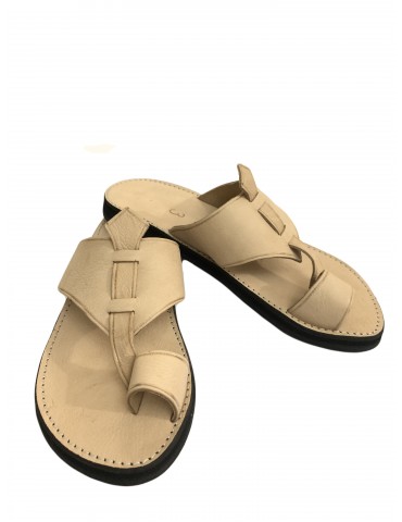 Sandale cuir véritable beige