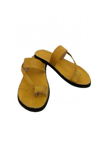 äkta skinn komfort sandal Gul