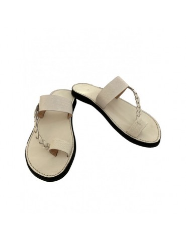 Sandale en vrai cuir blanche