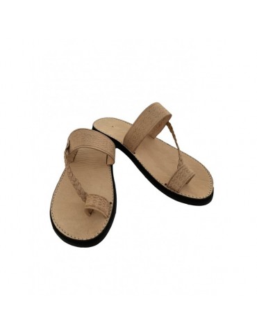Sandalia de piel auténtica beige