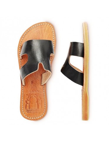 Black sandal in original leather for women