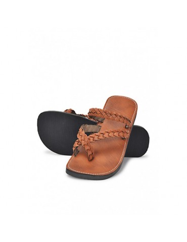 Sandale en cuir naturel Marron