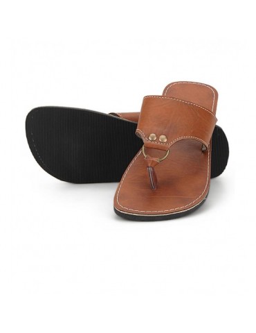 Kožené sandály v hnědé barvě