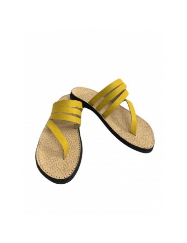 sandal bare foot woman yellow