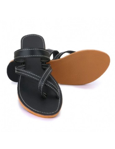 Natural leather sandal Black