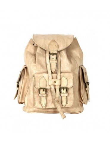 Beige natural leather backpack