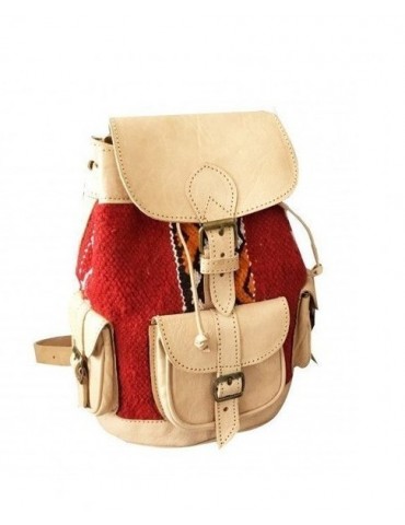 Beige natural leather backpack