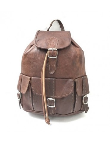 Handcrafted brown genuine leather backpack