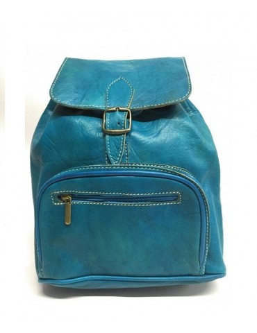 Blue leather backpack