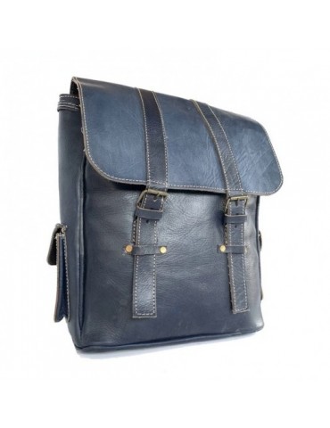 Sac à dos fait main forme carré en cuir véritable Noir
