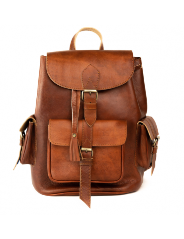 Handgjord väska i äkta brunt läder
