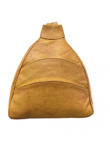 Bolso de hombro de cuero genuino amarillo hecho a mano