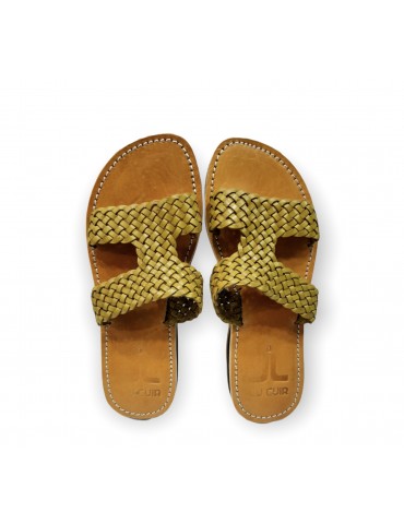 Gelbe Damen sandale aus echtem Leder