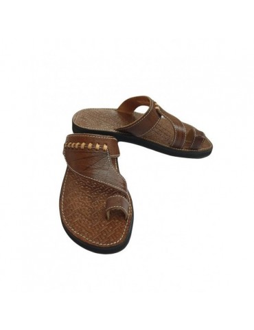 Sandale en vrai cuir 100% fait main marron haut de gamme