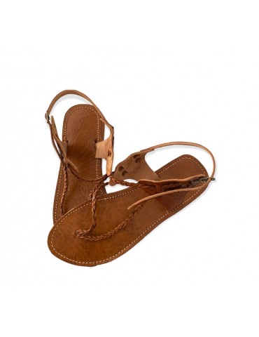 Sandal i äkta läder 100% handgjord flätad