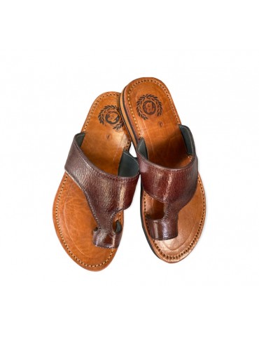 Sandale en vrai cuir 100% fait main marron haut de gamme