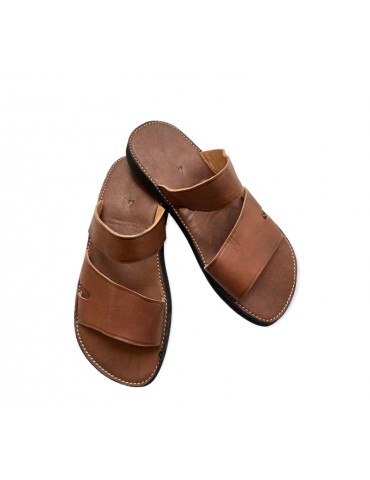 Sandale en vrai cuir 100% fait main marron haut de gamme