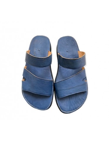 Blue genuine leather sandal 100% handmade