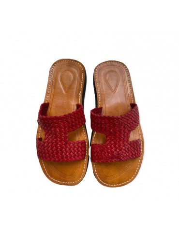 Sandal i 100 % handgjord flätad äkta läder