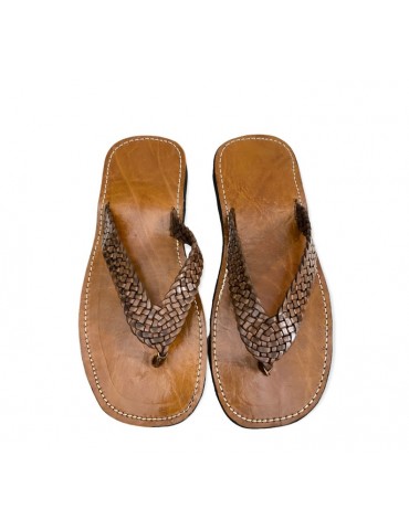 Sandal i 100 % handgjord flätad äkta läder
