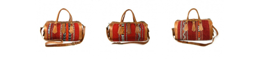 Kézműves Kilim Táska – Valódi Bőr & Marokkói Kézművesség